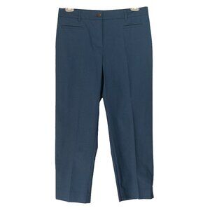 Ann Taylor Cotton Crop Pant Curvy Fit Blue Minimal Retro Office Ankle Trouser
